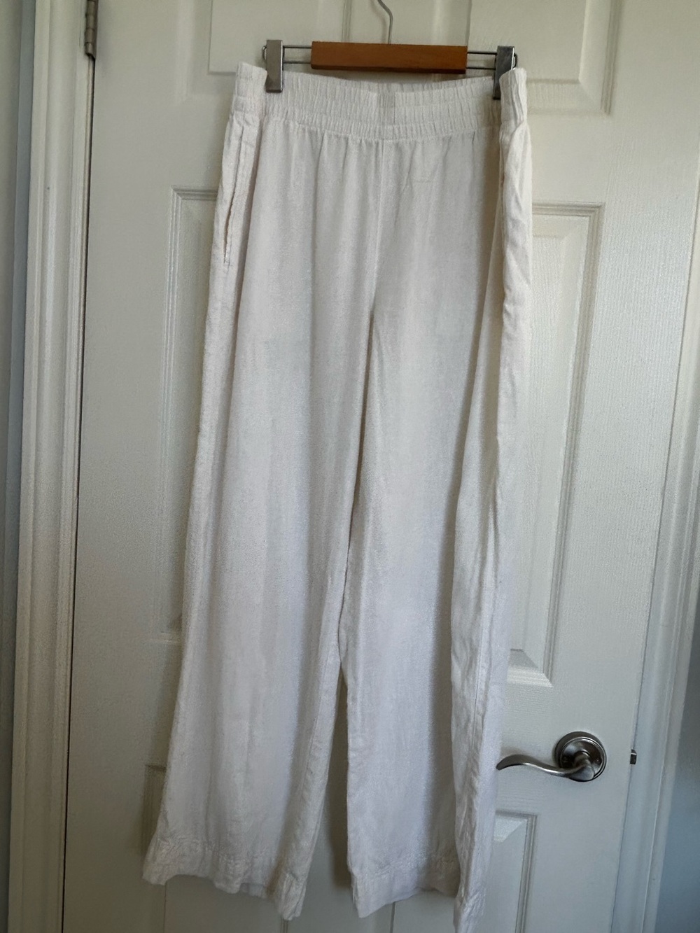 Old Navy High Waisted Wide Leg Linen Blend Pants White L